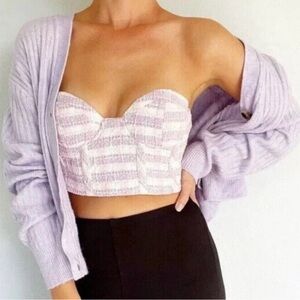 NWT Zara Tweed Bustier Corset Tube Strapless Crop Top Sz XS